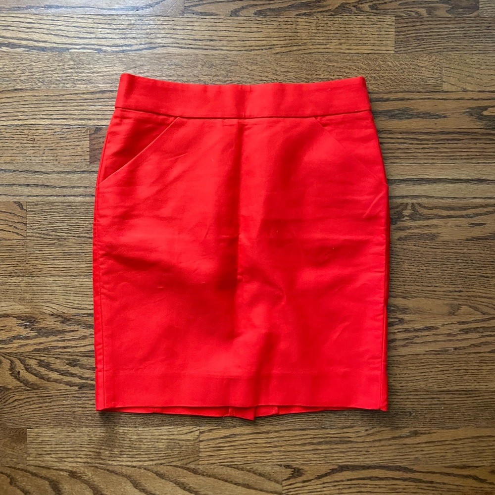 New With Tags Never Worn J Crew Petite Red Pencil Skirt